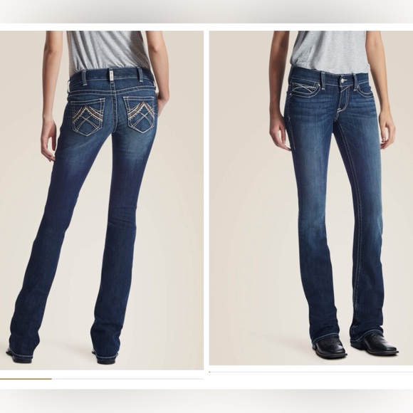 Ariat R.E.A.L. Low rise stretch Rosy whipstitch boot cut jeans Size 34L - Picture 1 of 16
